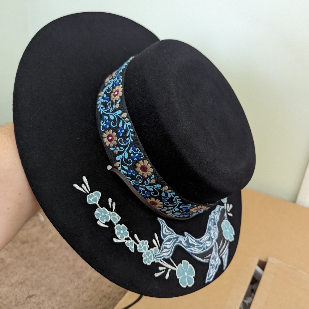Badger House Black hand painted Hat